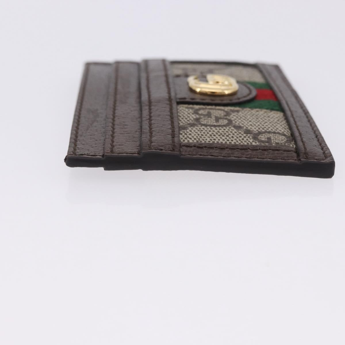 GUCCI Web Sherry Line Card Case PVC Brown Gold 523159 Auth 204103V