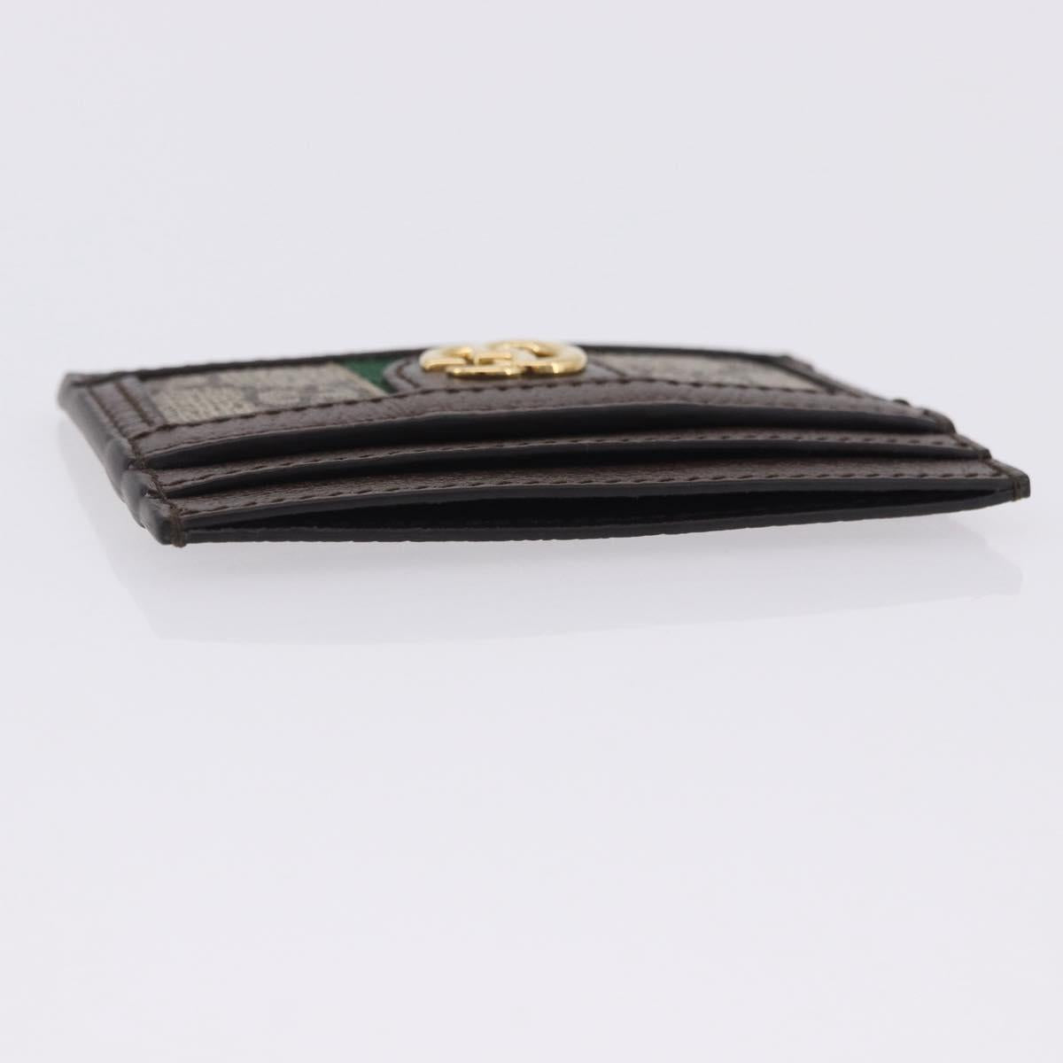 GUCCI Web Sherry Line Card Case PVC Brown Gold 523159 Auth 204103V