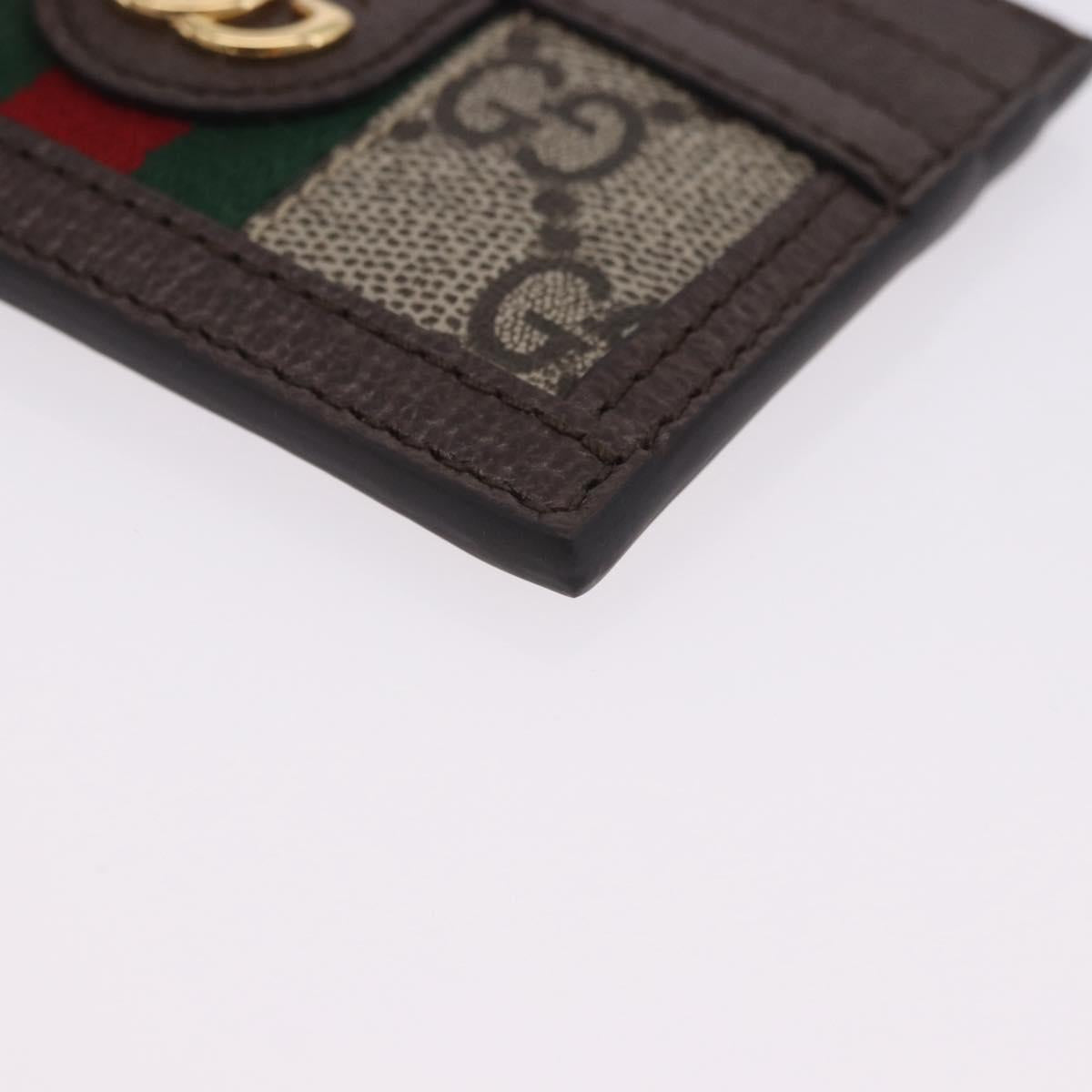GUCCI Web Sherry Line Card Case PVC Brown Gold 523159 Auth 204103V