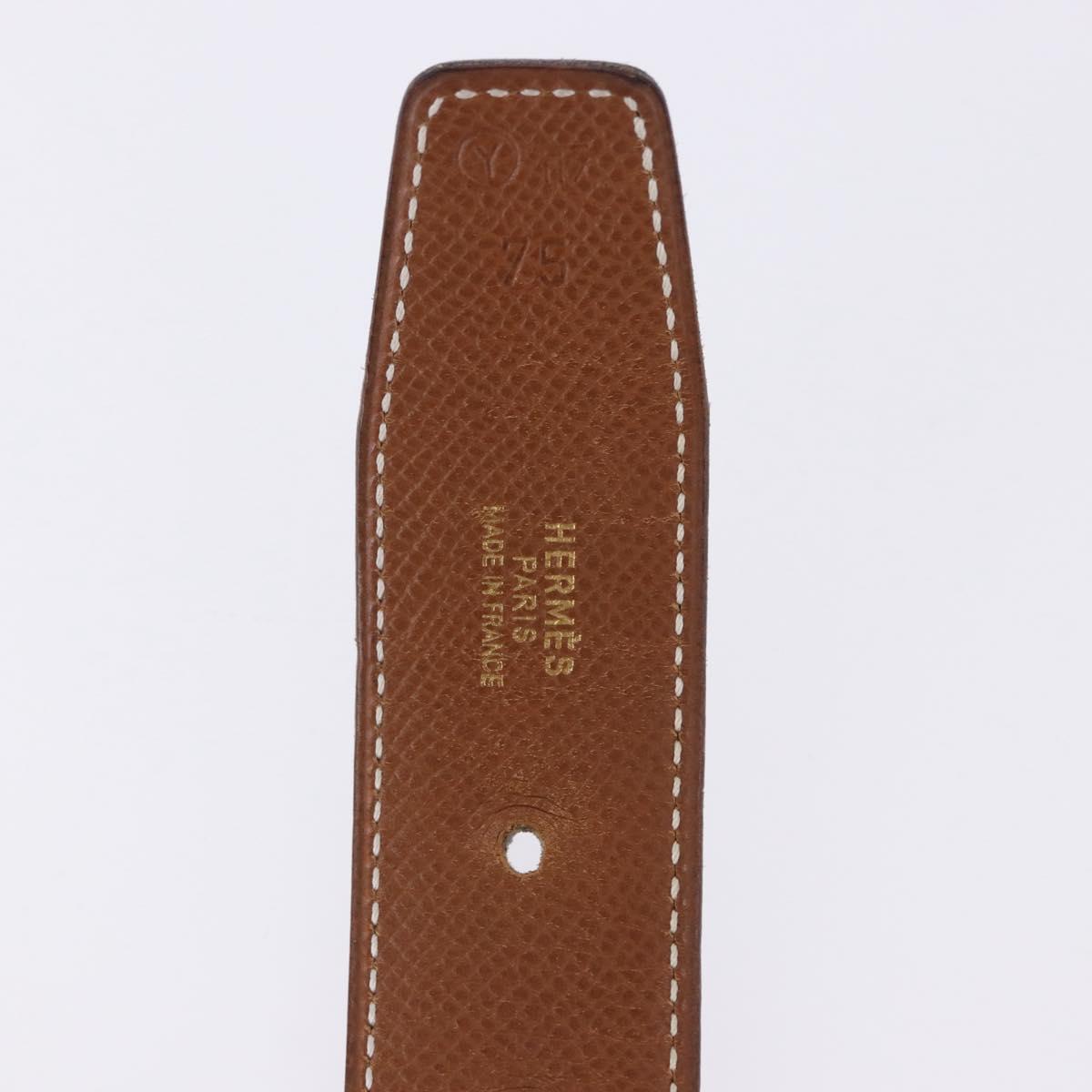 HERMES Constance H Belt Leather 33.9"" Black Gold Auth 204104