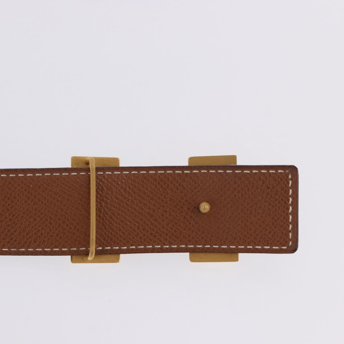HERMES Constance H Belt Leather 33.9"" Black Gold Auth 204104