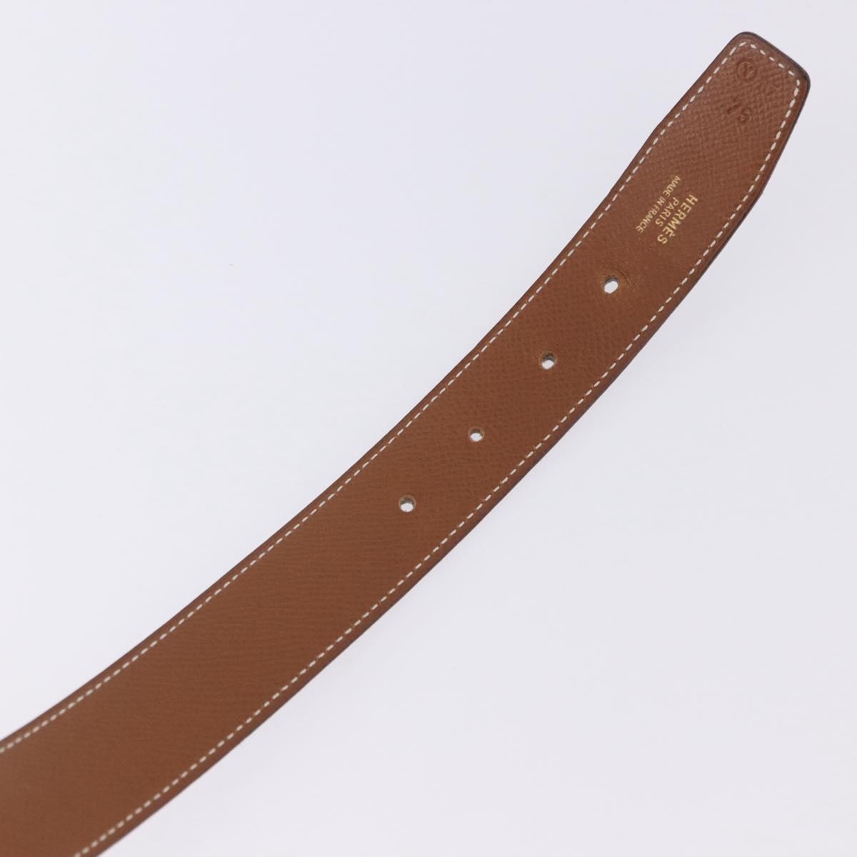 HERMES Constance H Belt Leather 33.9"" Black Gold Auth 204104