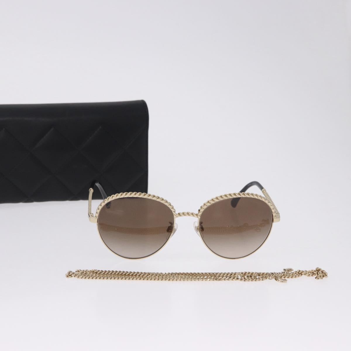 CHANEL Sunglasses metal Gold Tone CC Auth 204107M