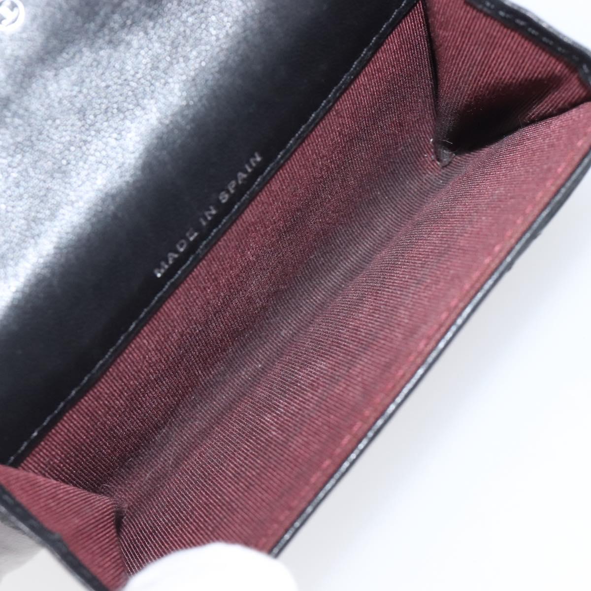 CHANEL Matelasse Card Case Lamb Skin Black Silver CC Auth 204109V