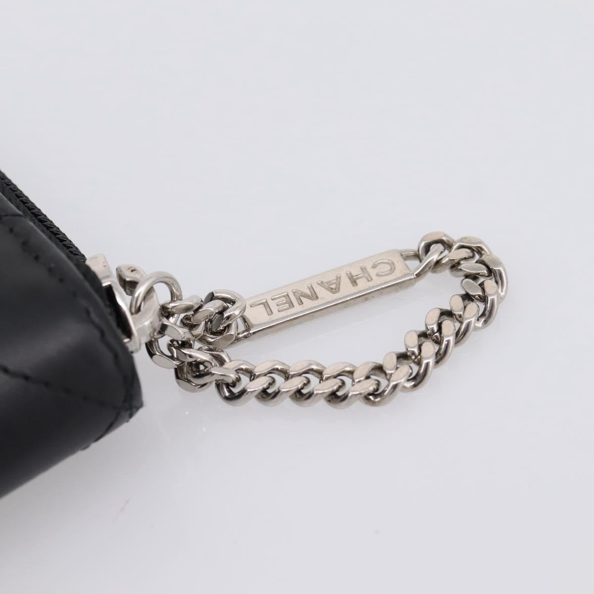 CHANEL Matelasse Cambon Line Long Wallet Leather Black Silver CC Auth 204110V