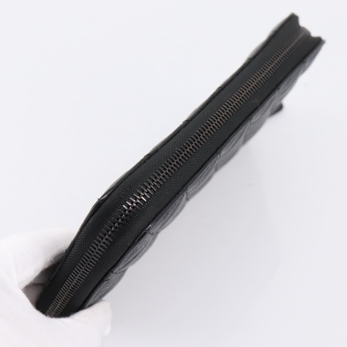 CHANEL Matelasse Long Wallet Leather Black CC Auth 204111V