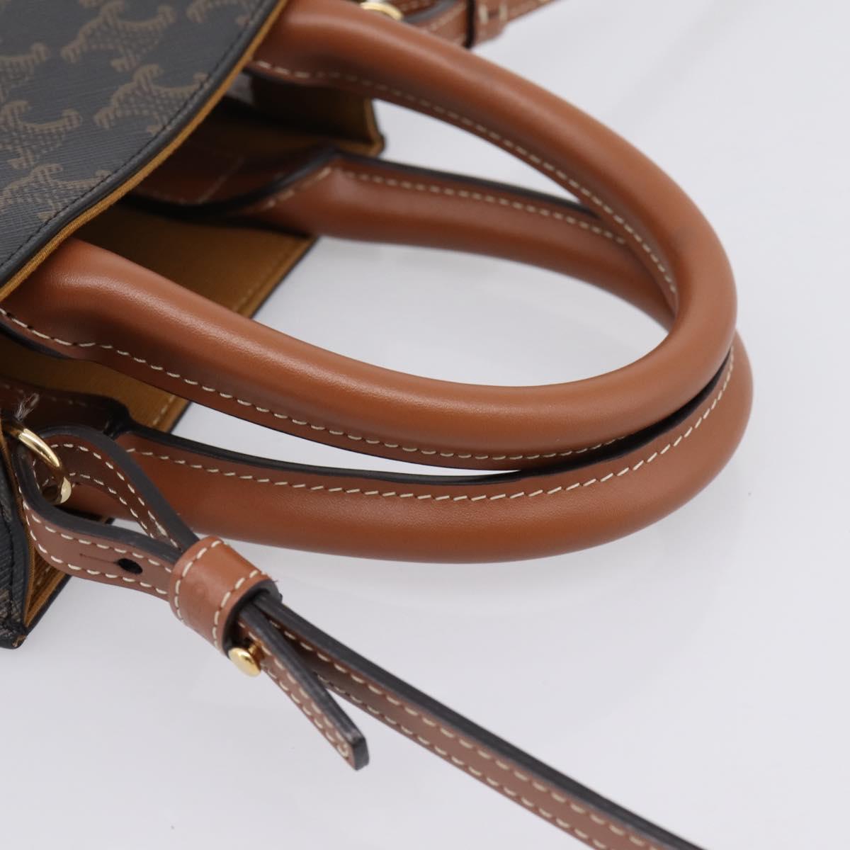 CELINE Triomphe Canvas Mini Vertical Cabas Hand Bag PVC 2way Black Auth 204112M