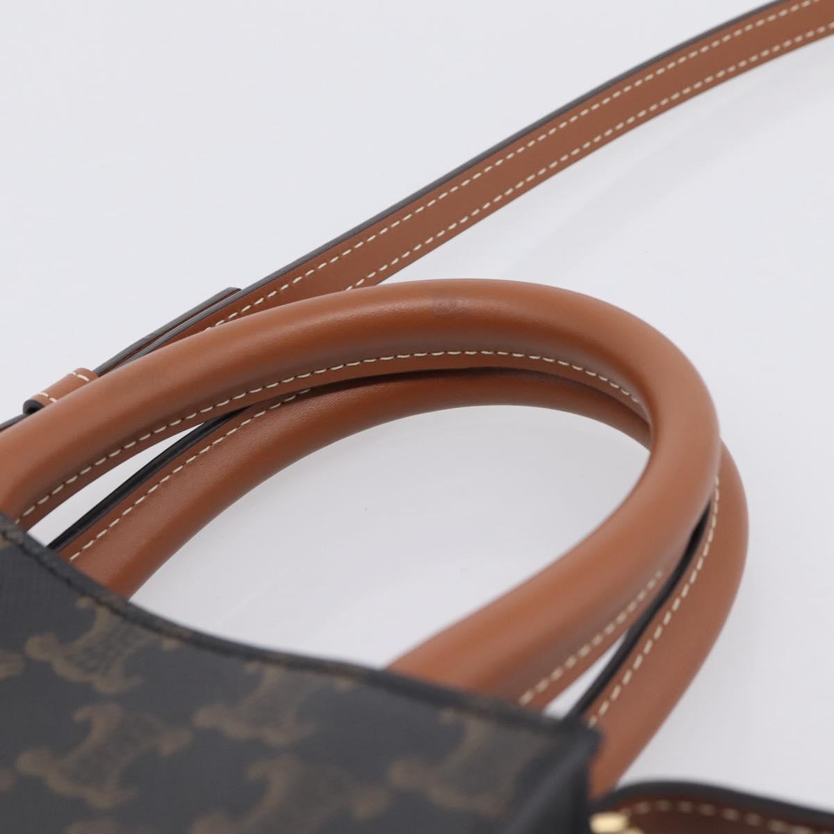 CELINE Triomphe Canvas Mini Vertical Cabas Hand Bag PVC 2way Black Auth 204112M