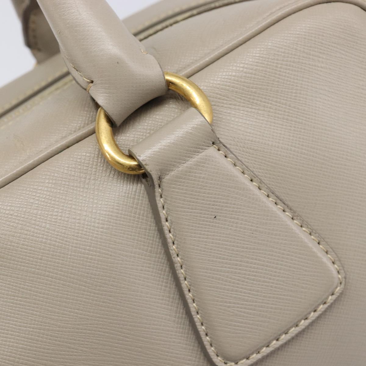 PRADA Hand Bag Saffiano leather Gray Gold Auth 204120V