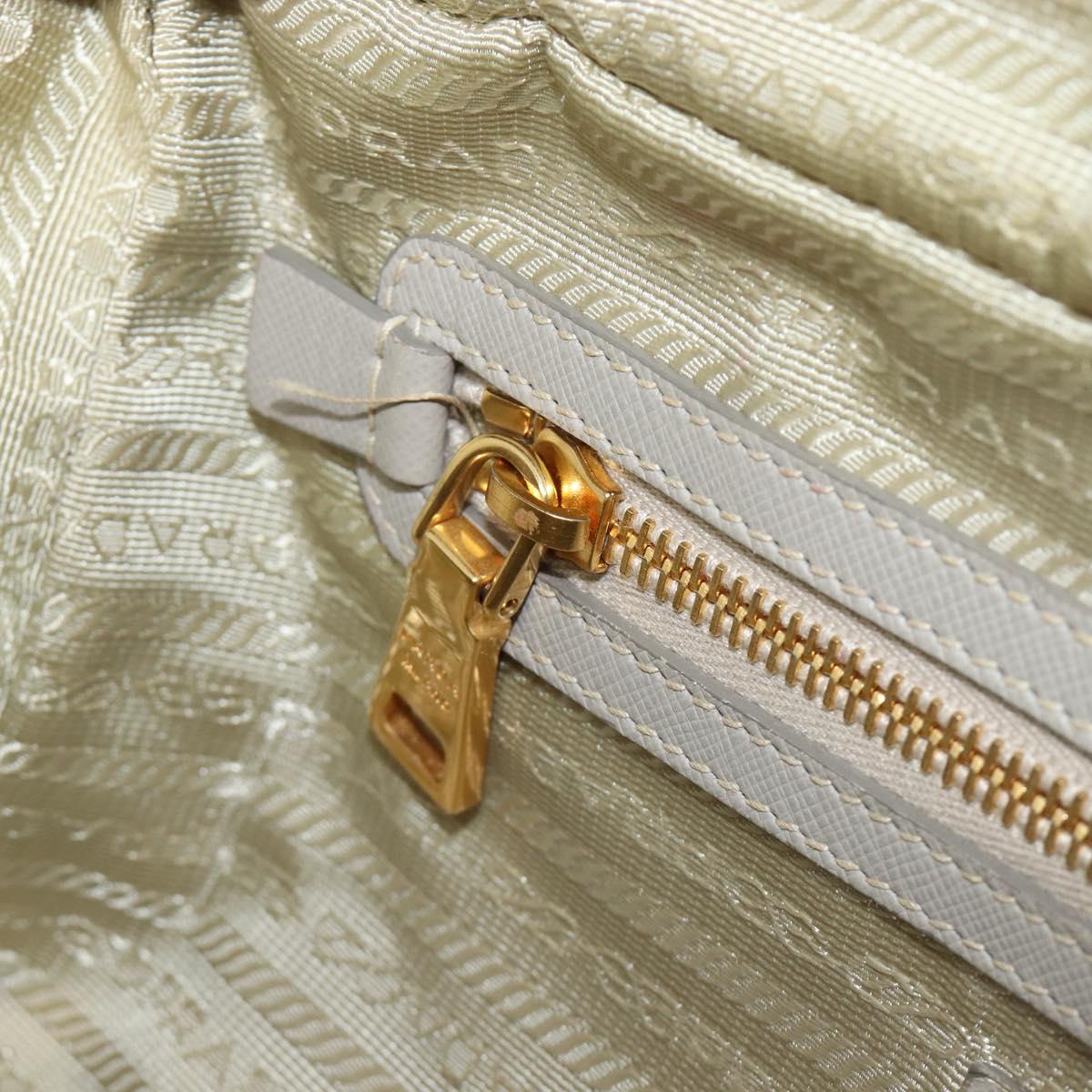 PRADA Hand Bag Saffiano leather Gray Gold Auth 204120V
