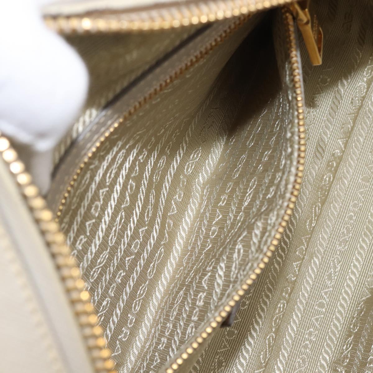 PRADA Hand Bag Saffiano leather Gray Gold Auth 204120V