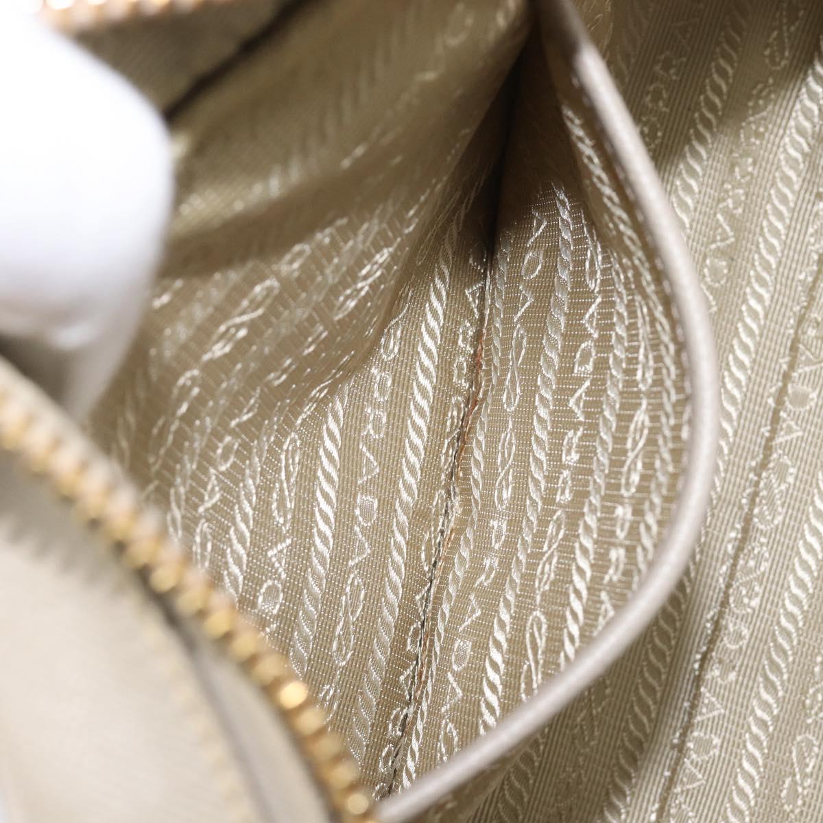 PRADA Hand Bag Saffiano leather Gray Gold Auth 204120V