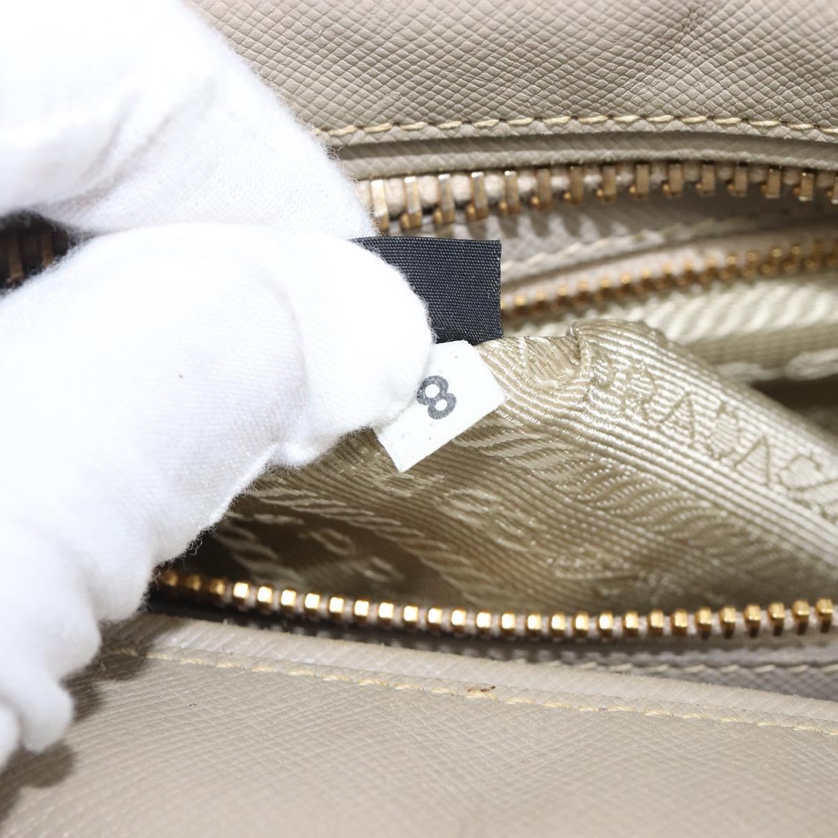 PRADA Hand Bag Saffiano leather Gray Gold Auth 204120V