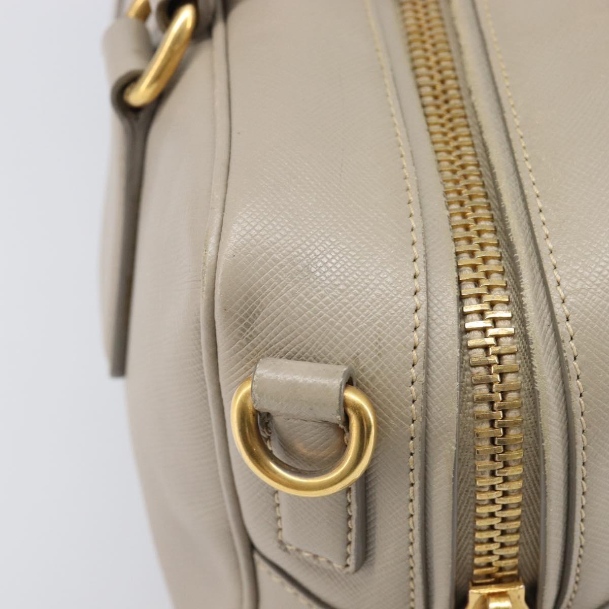 PRADA Hand Bag Saffiano leather Gray Gold Auth 204120V
