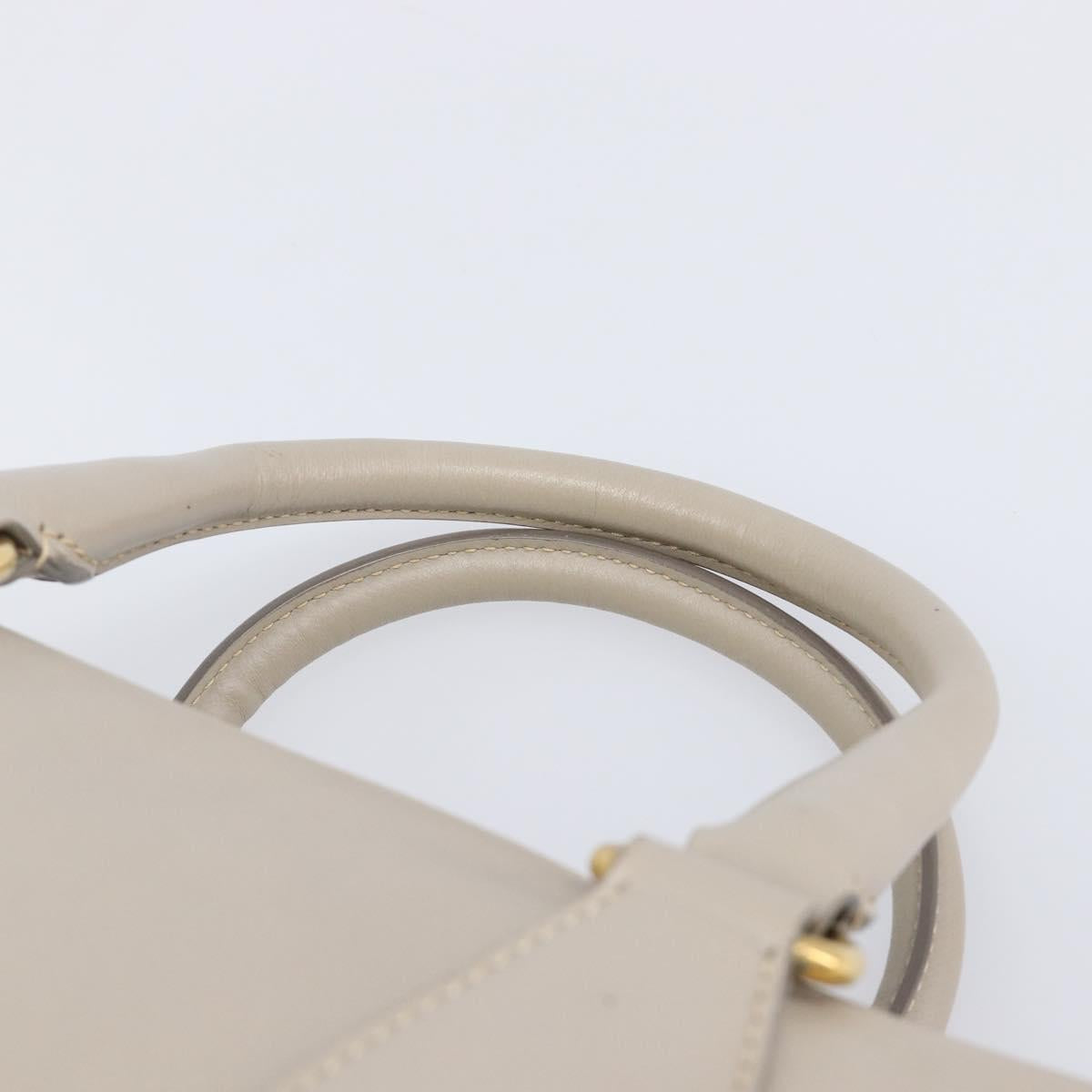 PRADA Hand Bag Saffiano leather Gray Gold Auth 204120V