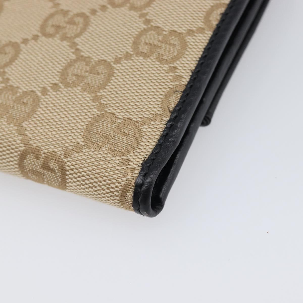 GUCCI GG Canvas Long Wallet Beige Gold 257303 Auth 204121V