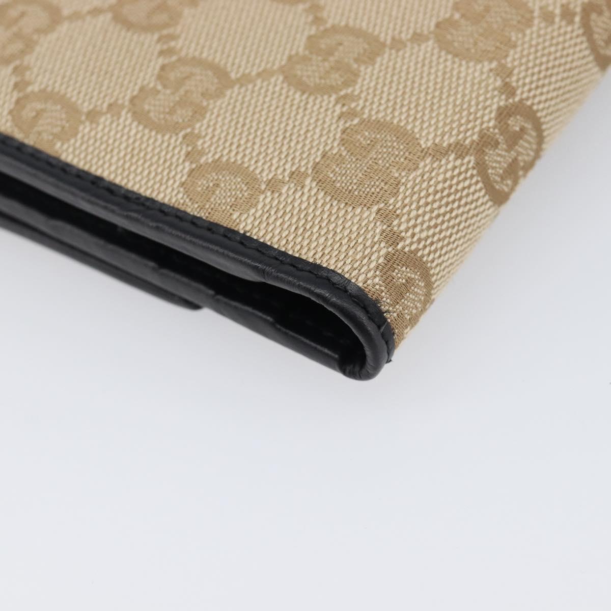 GUCCI GG Canvas Long Wallet Beige Gold 257303 Auth 204121V