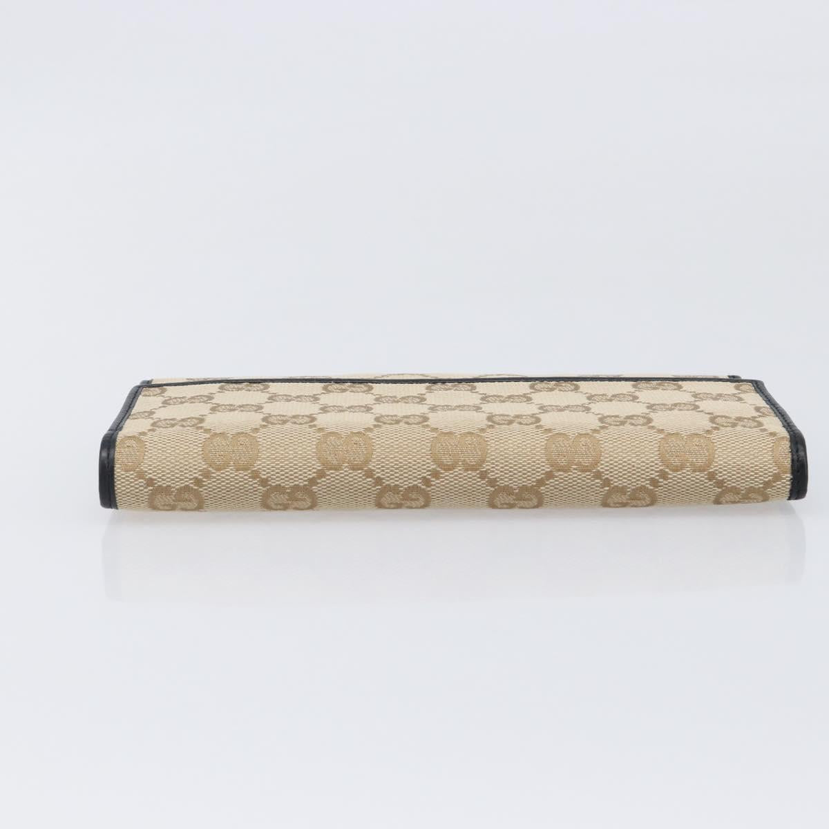 GUCCI GG Canvas Long Wallet Beige Gold 257303 Auth 204121V