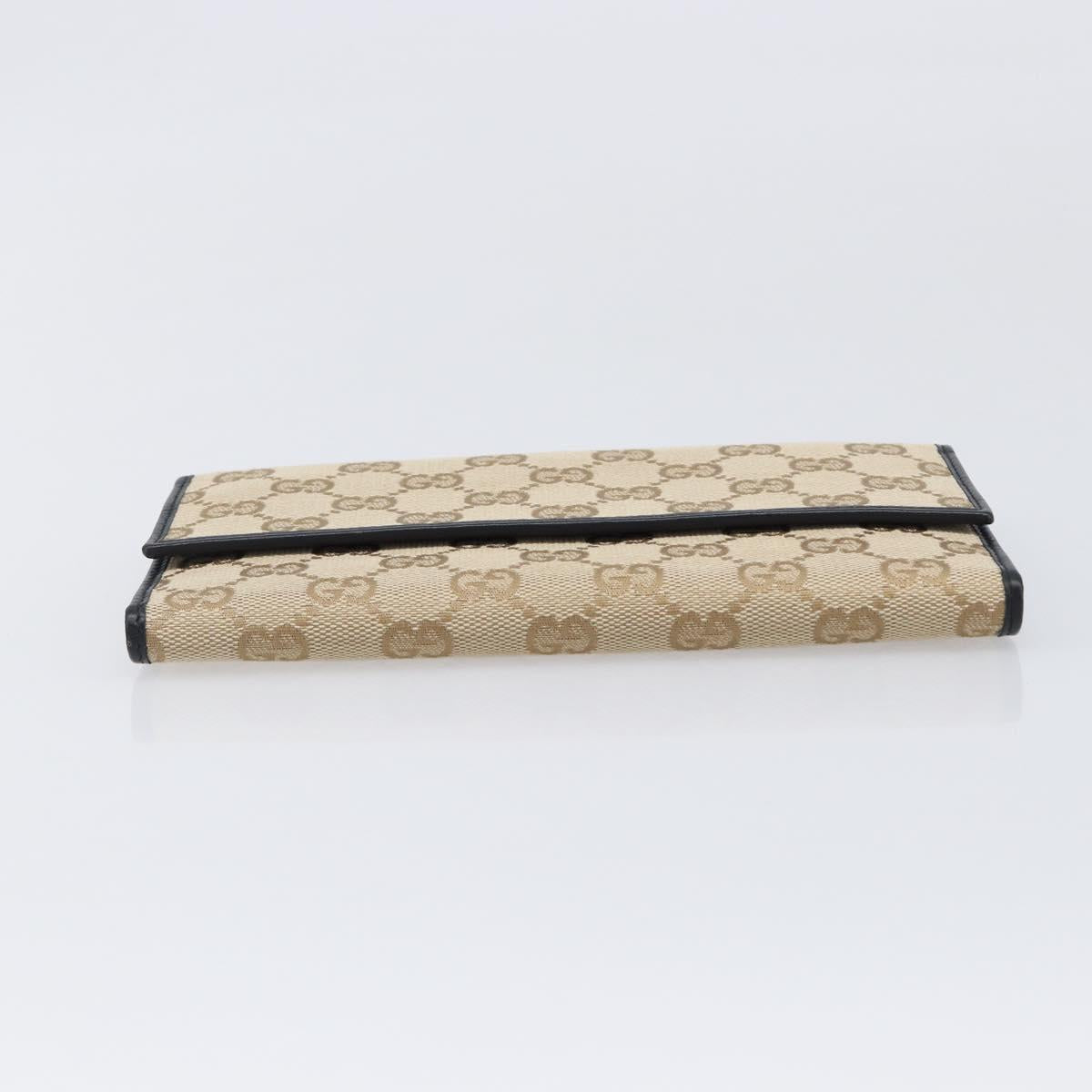 GUCCI GG Canvas Long Wallet Beige Gold 257303 Auth 204121V