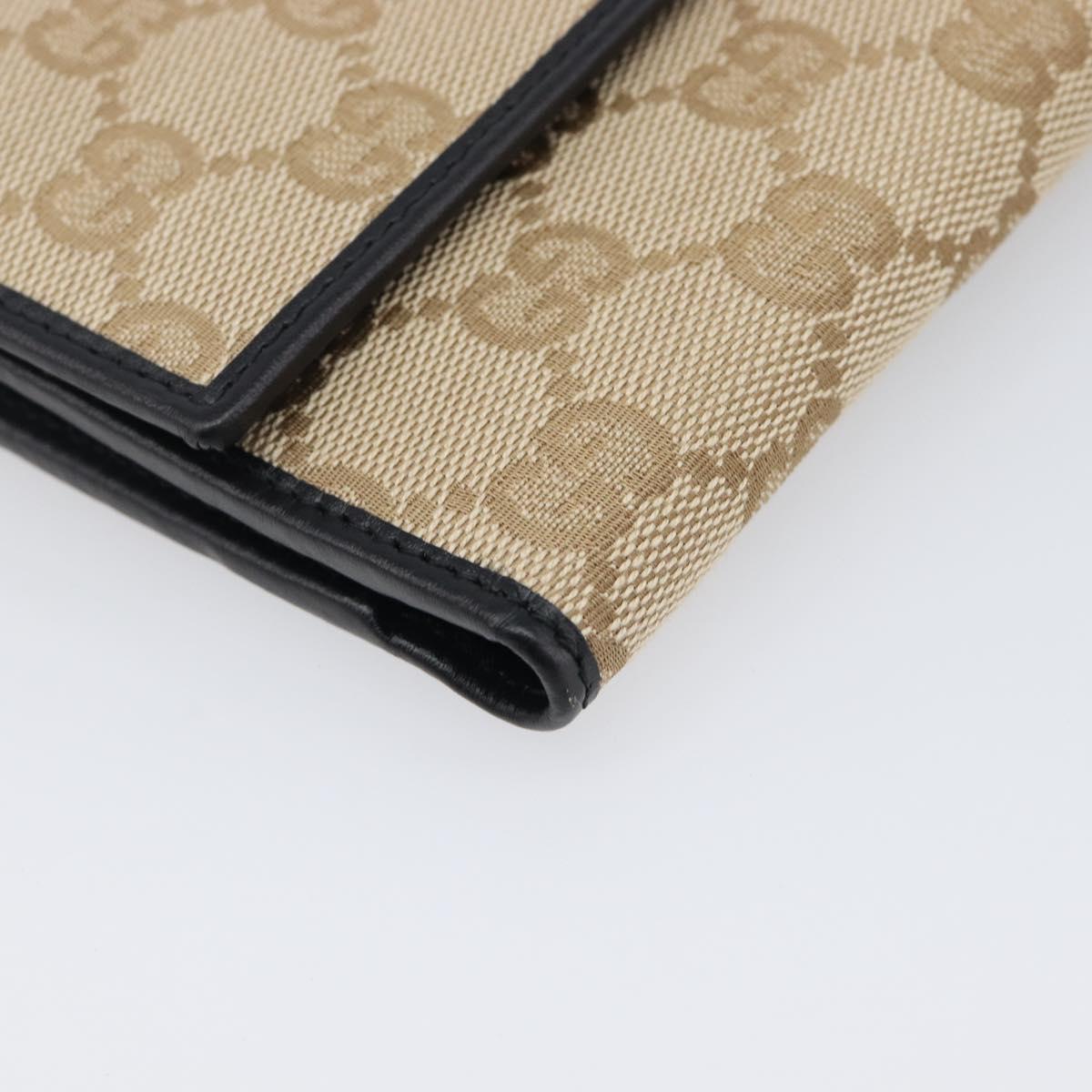 GUCCI GG Canvas Long Wallet Beige Gold 257303 Auth 204121V
