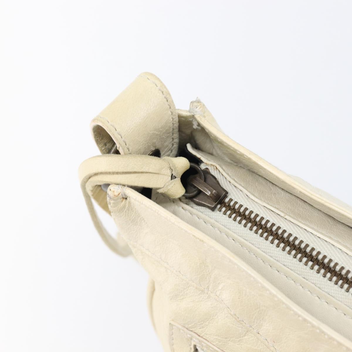 BALENCIAGA The Shoulder Bag Leather Ivory 138226 Auth 204124V