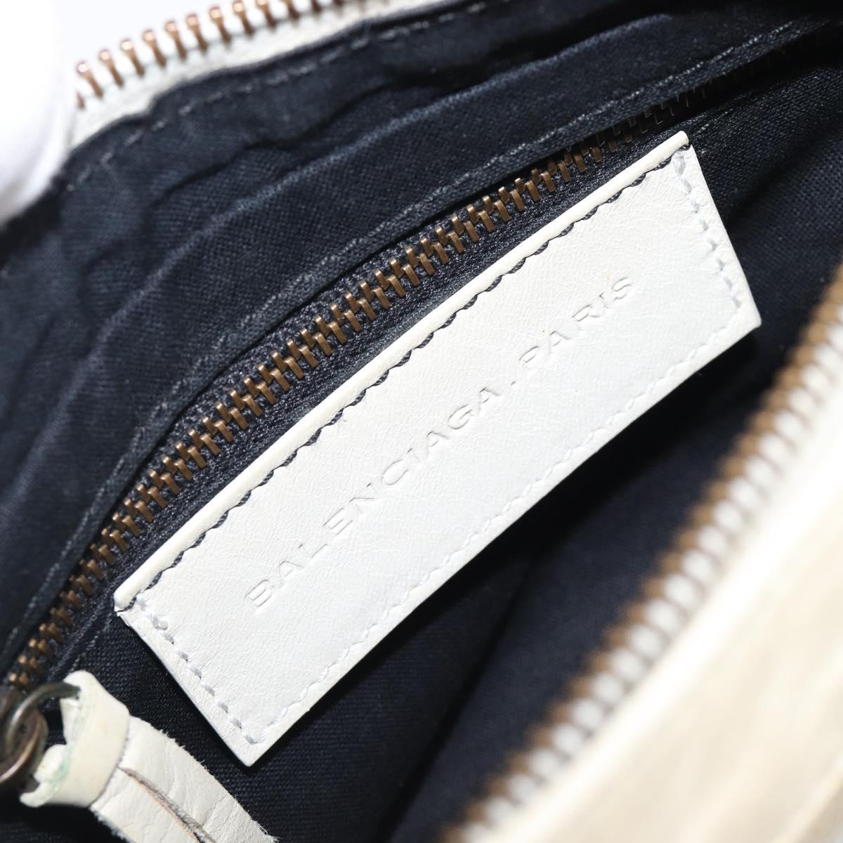BALENCIAGA The Shoulder Bag Leather Ivory 138226 Auth 204124V