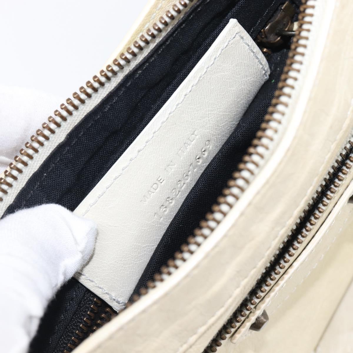 BALENCIAGA The Shoulder Bag Leather Ivory 138226 Auth 204124V