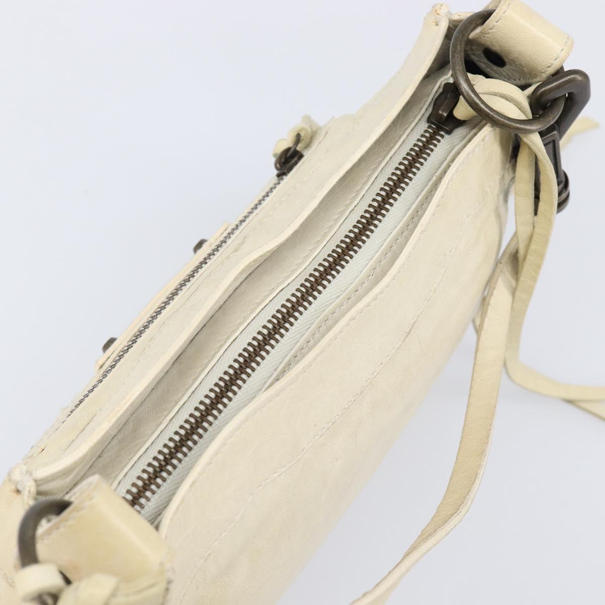 BALENCIAGA The Shoulder Bag Leather Ivory 138226 Auth 204124V