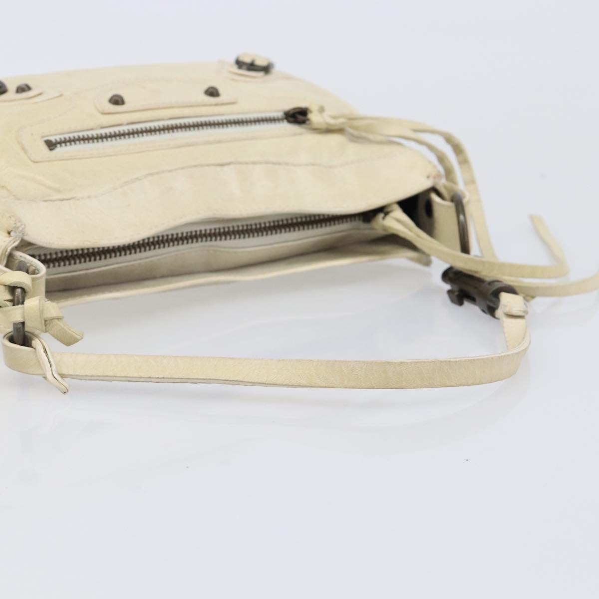 BALENCIAGA The Shoulder Bag Leather Ivory 138226 Auth 204124V