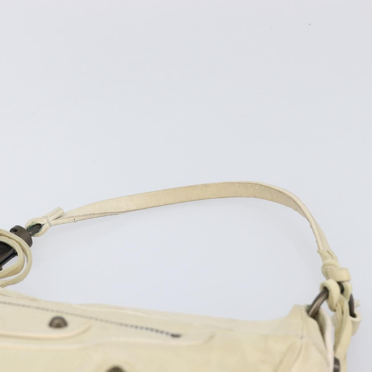 BALENCIAGA The Shoulder Bag Leather Ivory 138226 Auth 204124V