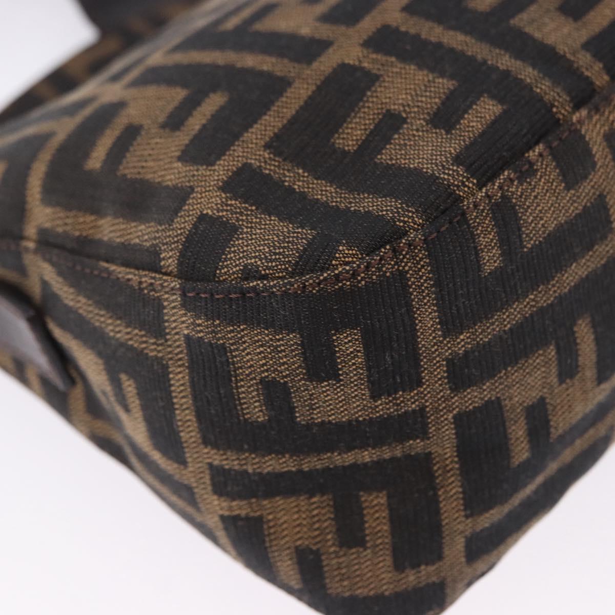 FENDI Zucca Canvas Mamma Baguette Shoulder Bag Brown Black Auth 204131V