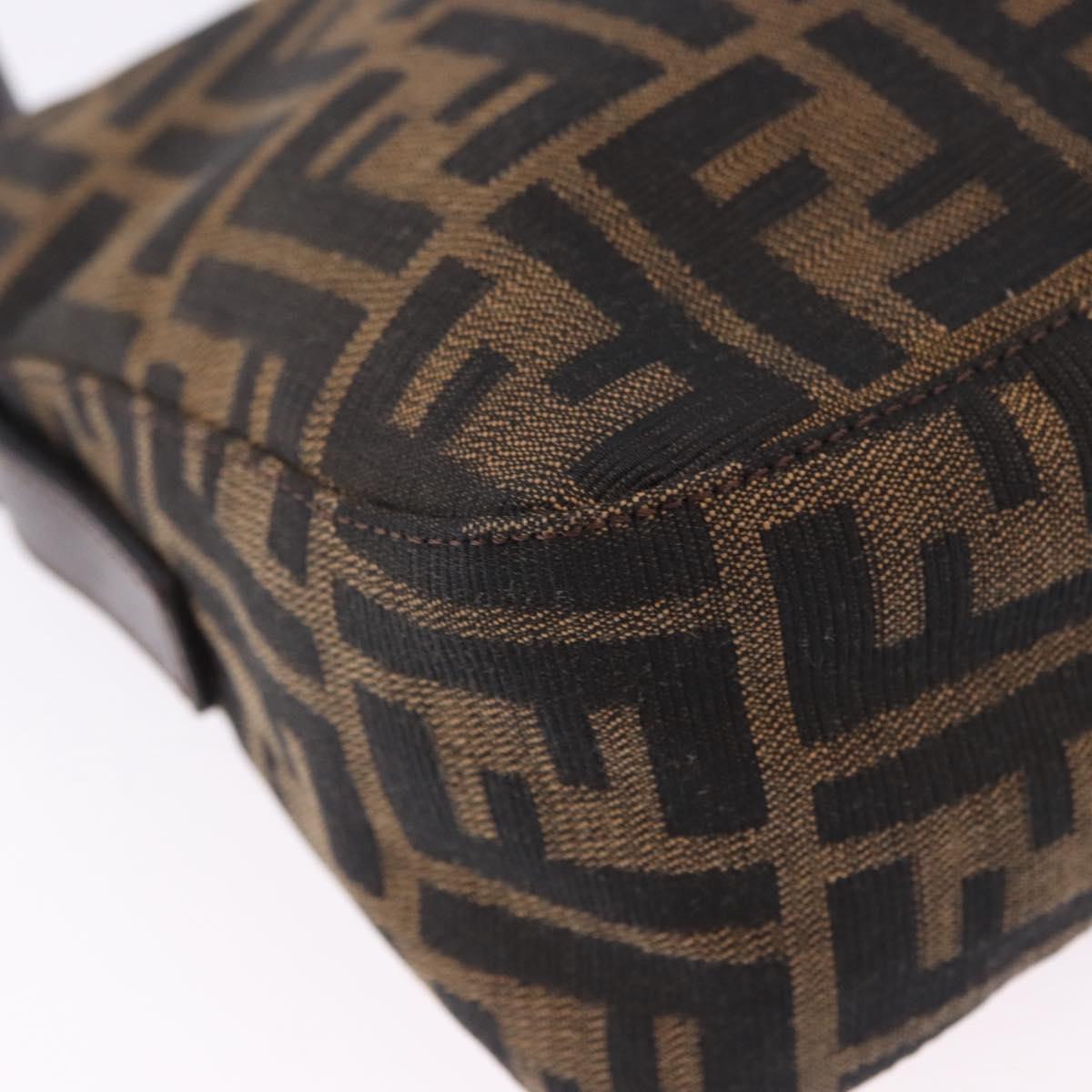 FENDI Zucca Canvas Mamma Baguette Shoulder Bag Brown Black Auth 204131V
