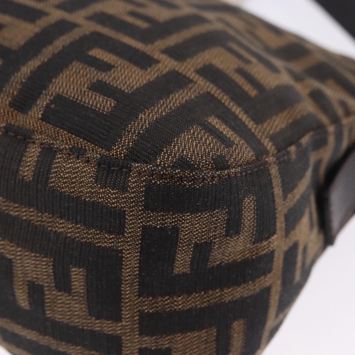 FENDI Zucca Canvas Mamma Baguette Shoulder Bag Brown Black Auth 204131V