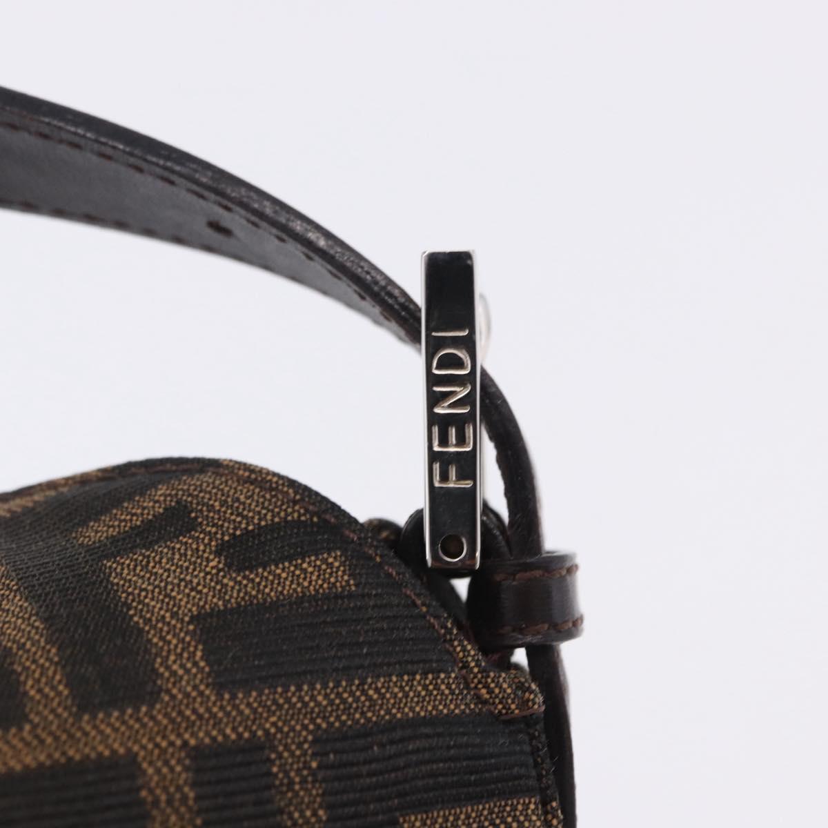 FENDI Zucca Canvas Mamma Baguette Shoulder Bag Brown Black Auth 204131V