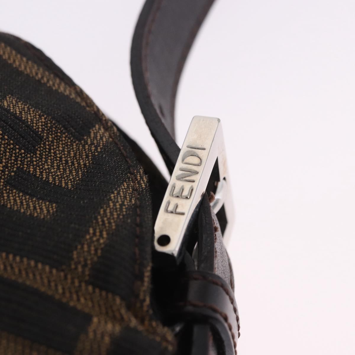 FENDI Zucca Canvas Mamma Baguette Shoulder Bag Brown Black Auth 204131V