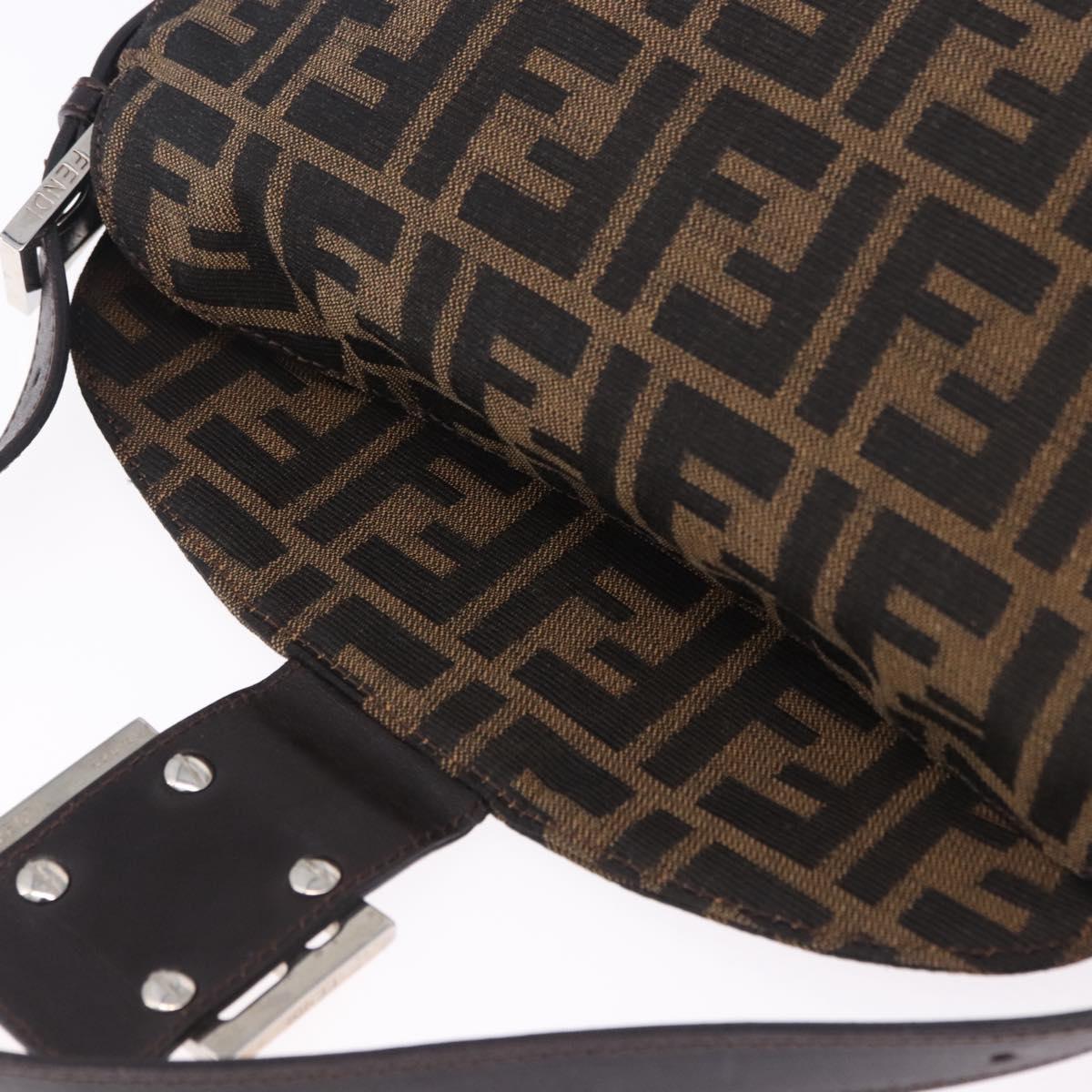 FENDI Zucca Canvas Mamma Baguette Shoulder Bag Brown Black Auth 204131V