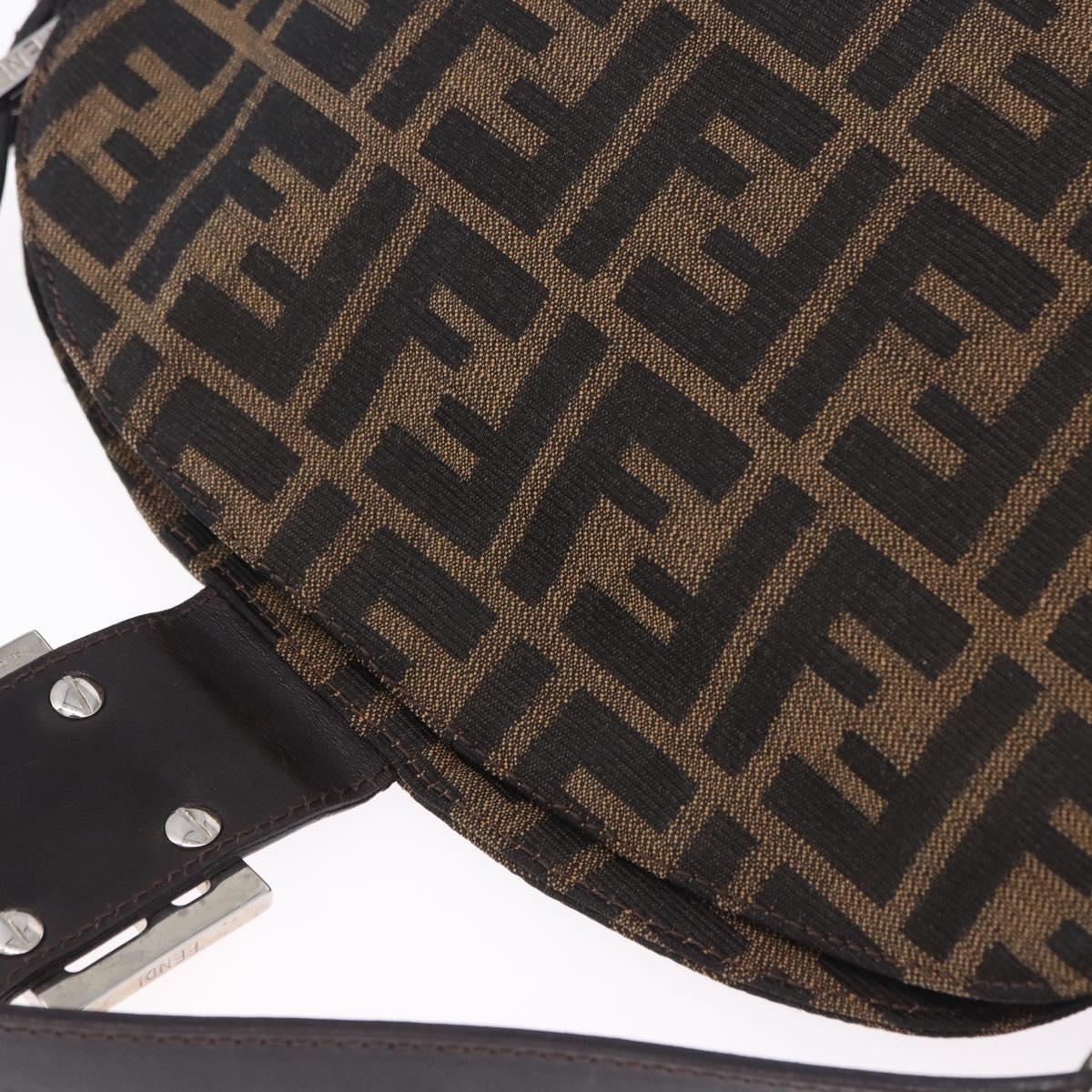 FENDI Zucca Canvas Mamma Baguette Shoulder Bag Brown Black Auth 204131V