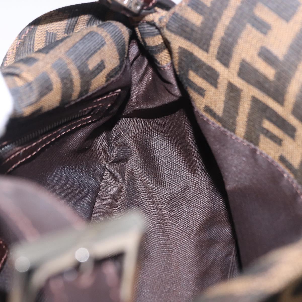 FENDI Zucca Canvas Mamma Baguette Shoulder Bag Brown Black Auth 204131V