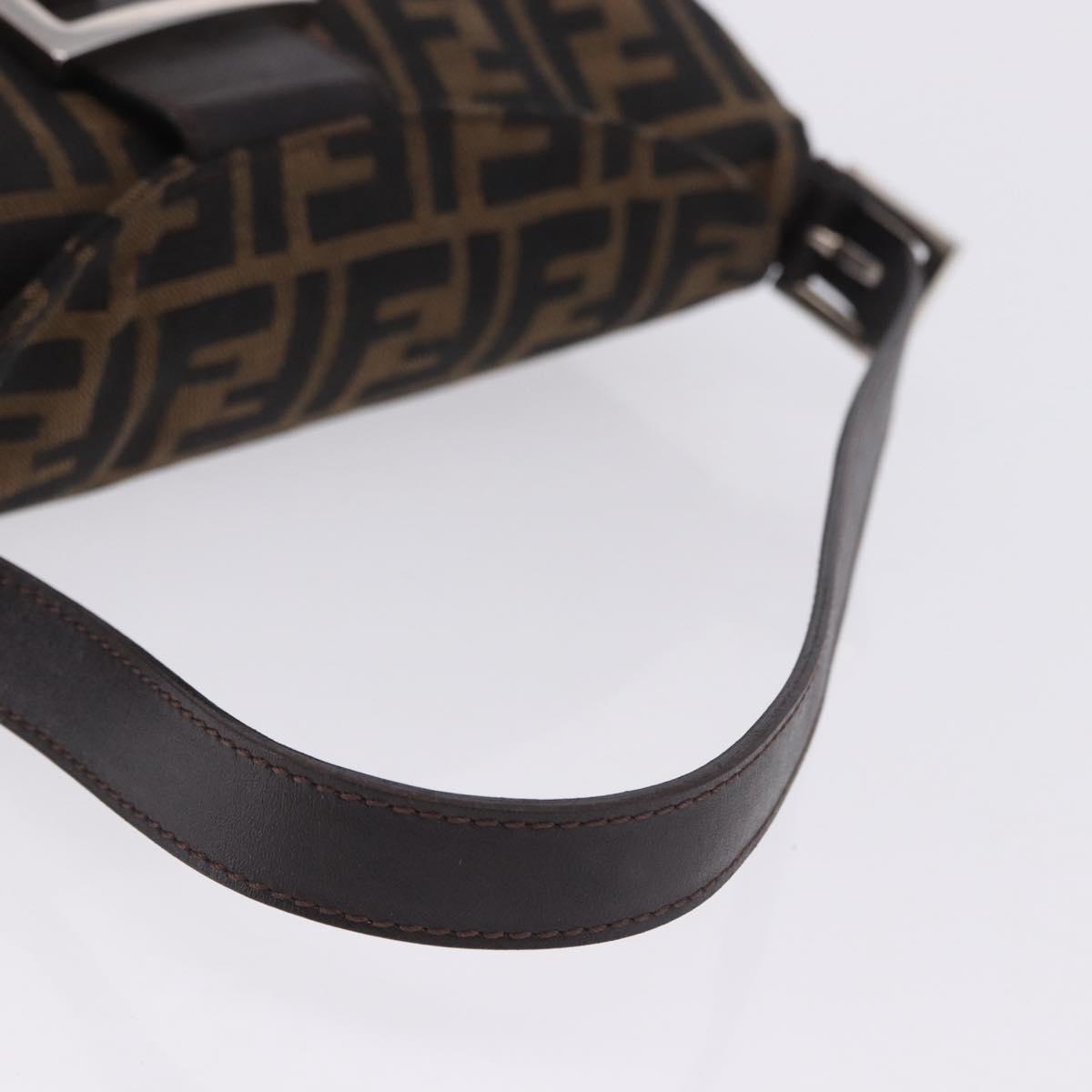 FENDI Zucca Canvas Mamma Baguette Shoulder Bag Brown Black Auth 204131V