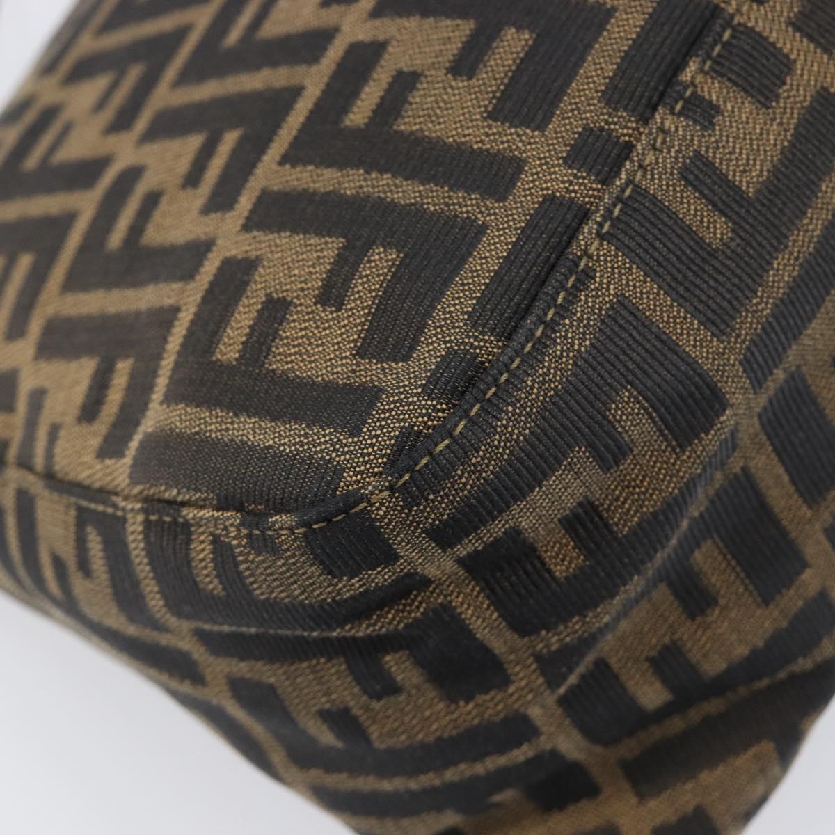 FENDI Zucca Canvas Mamma Baguette Shoulder Bag Black Brown Auth 204132V