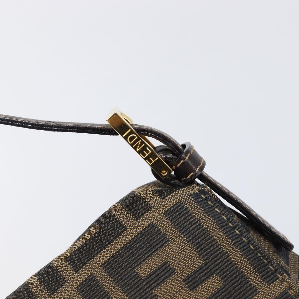 FENDI Zucca Canvas Mamma Baguette Shoulder Bag Black Brown Auth 204132V