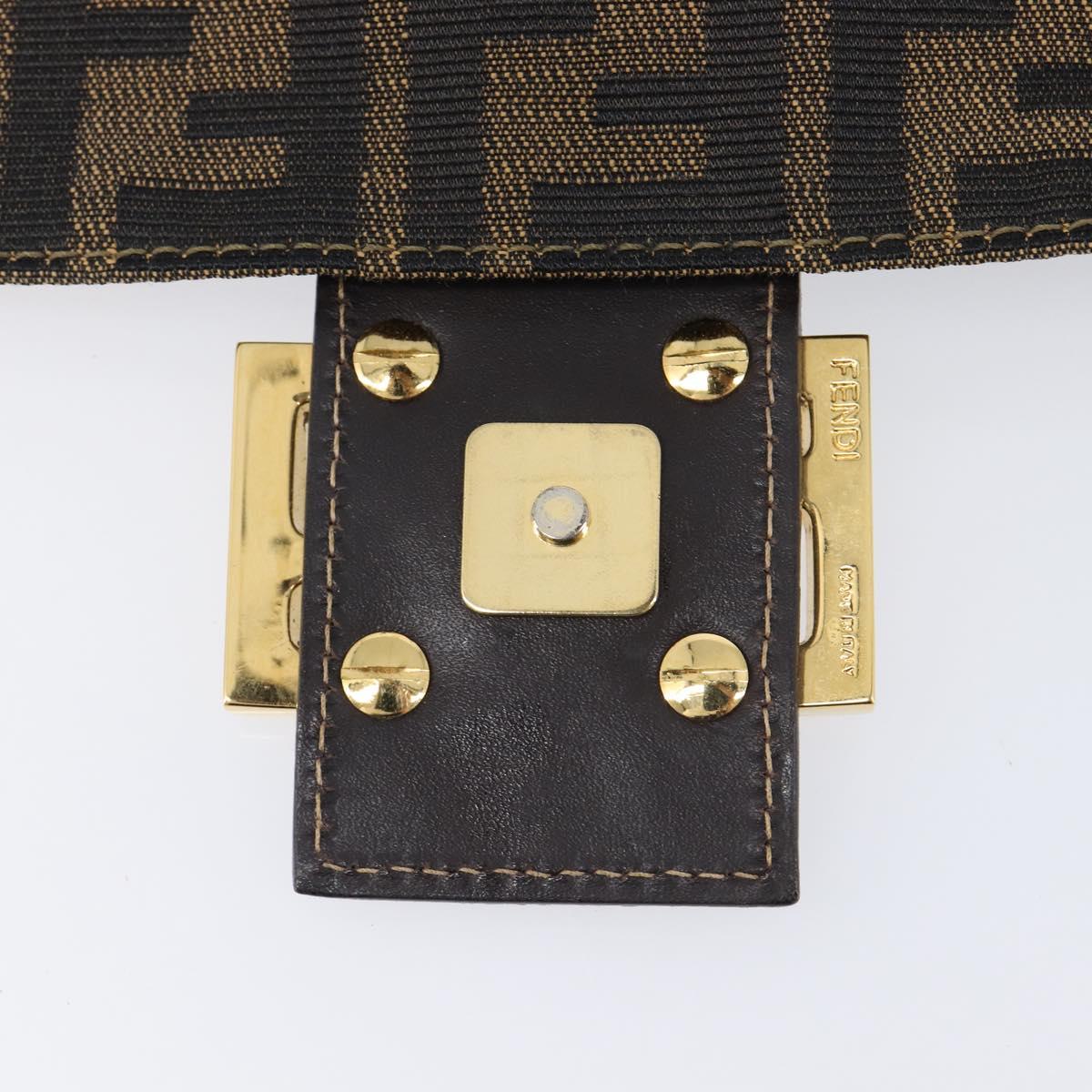 FENDI Zucca Canvas Mamma Baguette Shoulder Bag Black Brown Auth 204132V