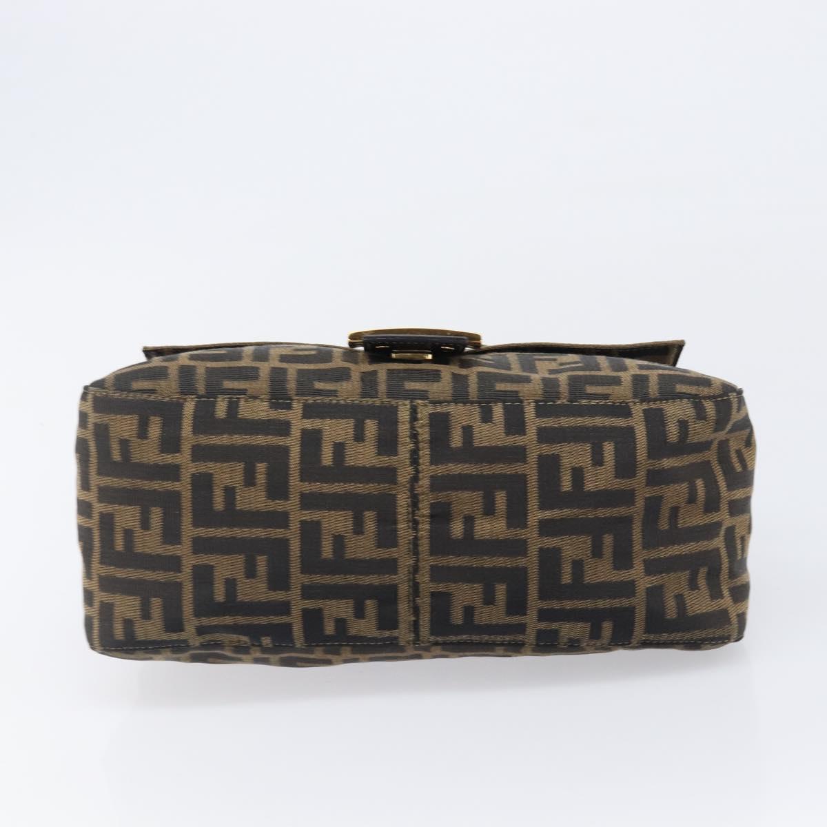 FENDI Zucca Canvas Mamma Baguette Shoulder Bag Black Brown Auth 204132V