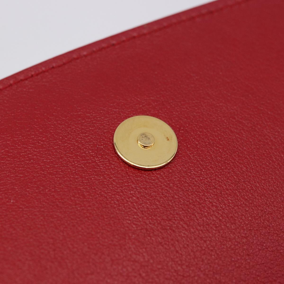 SAINT LAURENT Clutch Bag Leather Red Gold Auth 204133A