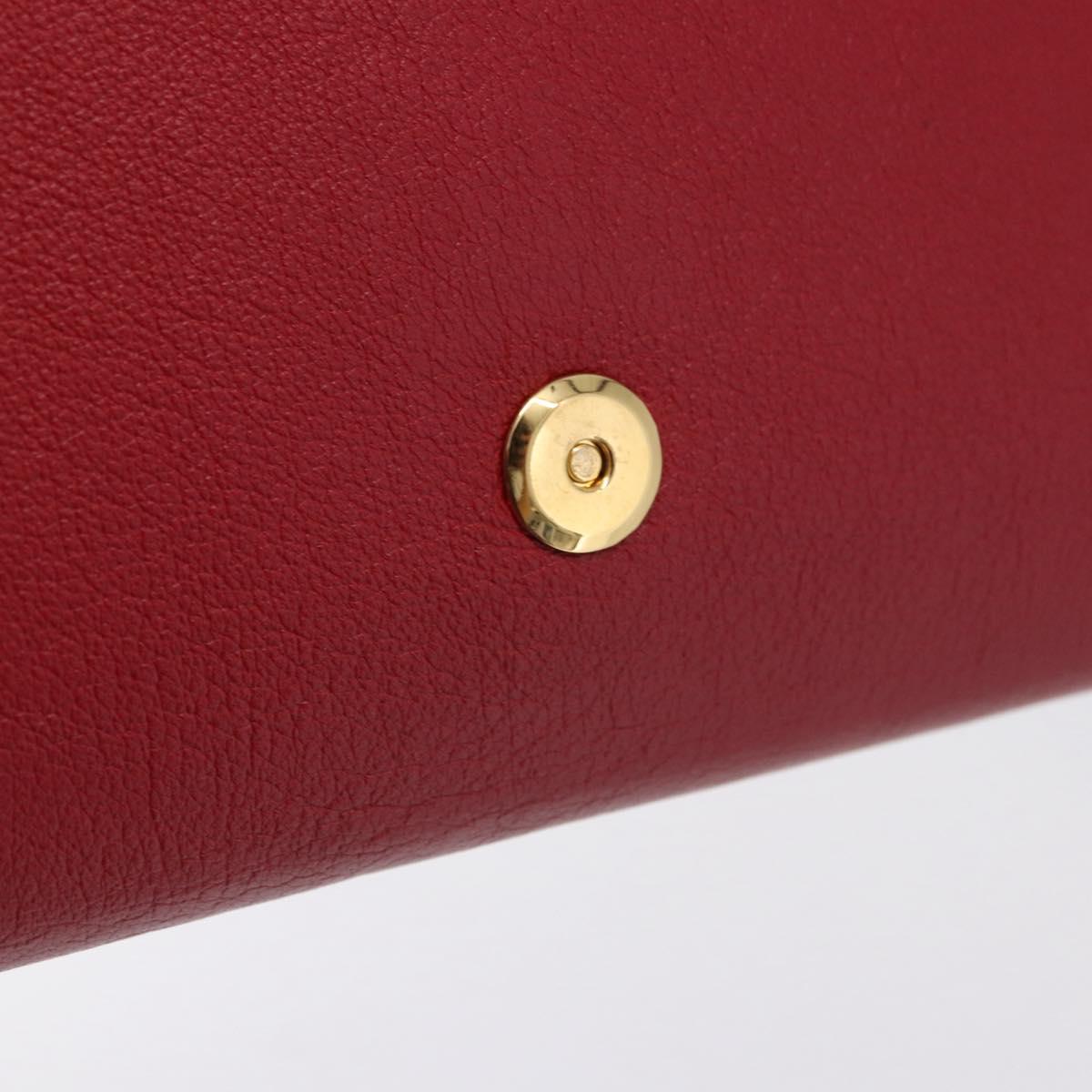 SAINT LAURENT Clutch Bag Leather Red Gold Auth 204133A