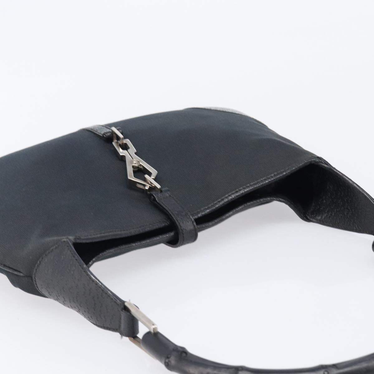 GUCCI Bamboo Jackie Shoulder Bag Canvas Black Silver 001 4060 Auth 204135A