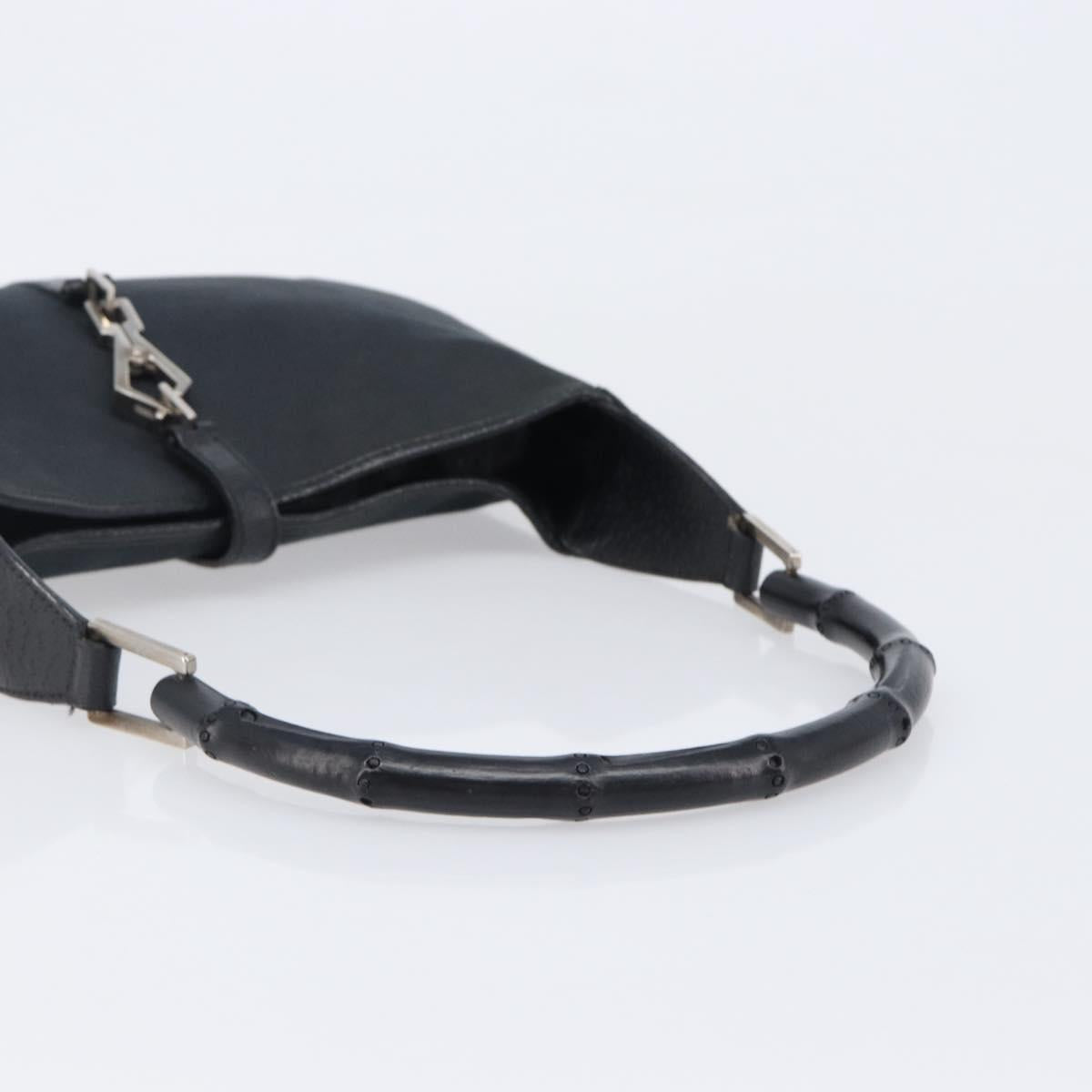 GUCCI Bamboo Jackie Shoulder Bag Canvas Black Silver 001 4060 Auth 204135A