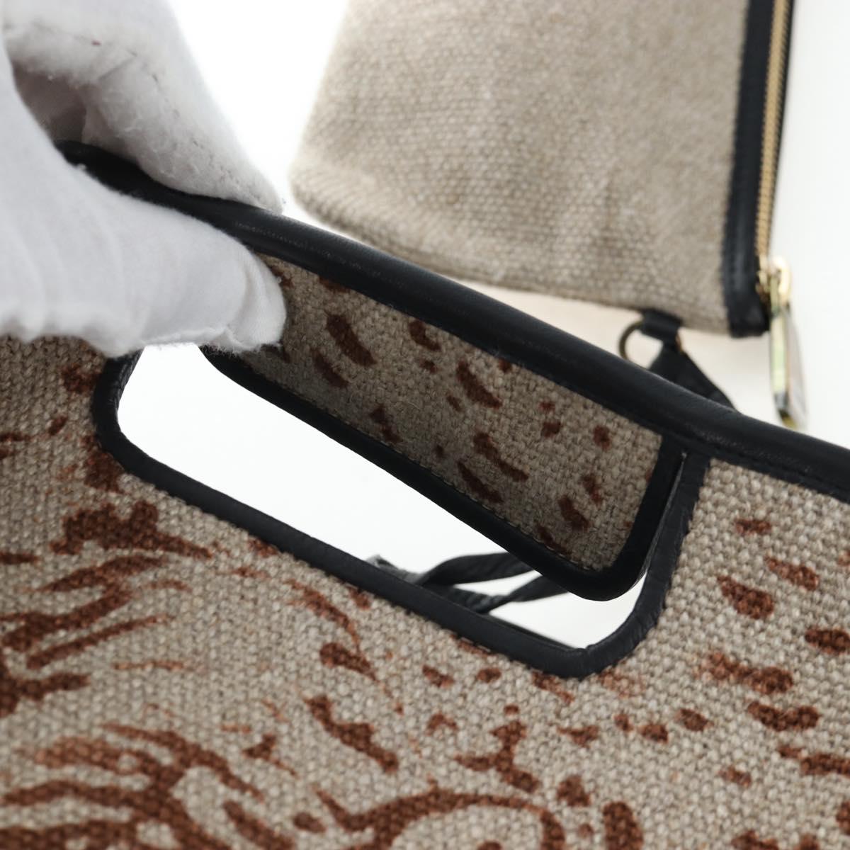 Chloe Hand Bag Canvas Beige Gold Auth 204138A