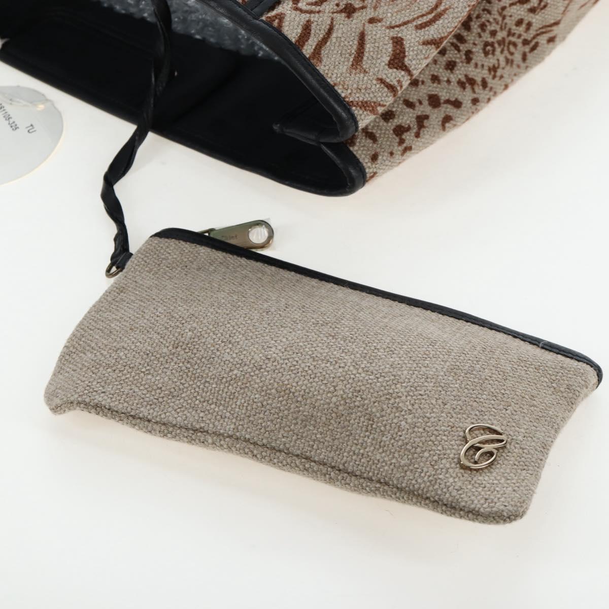 Chloe Hand Bag Canvas Beige Gold Auth 204138A