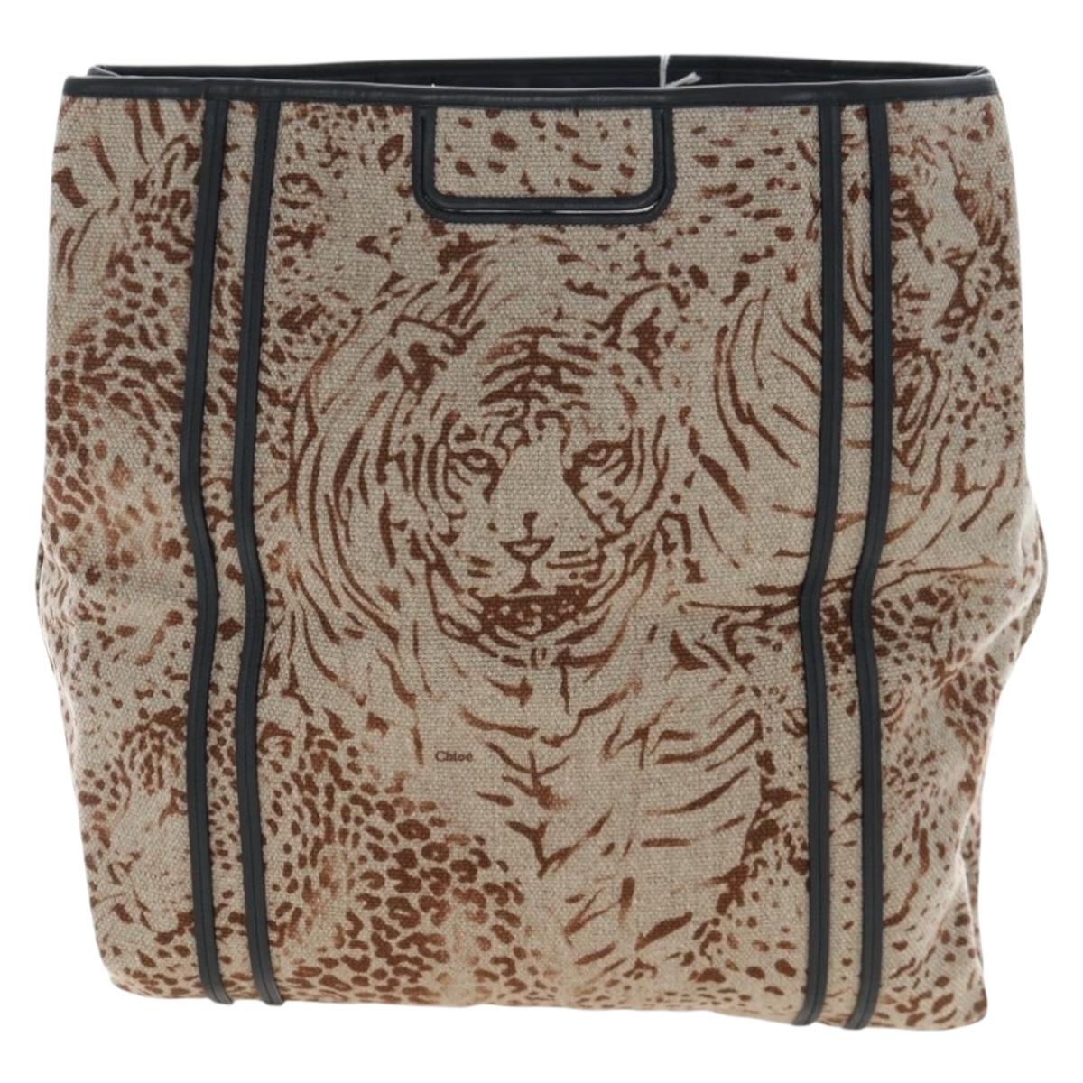 Chloe Hand Bag Canvas Beige Gold Auth 204138A